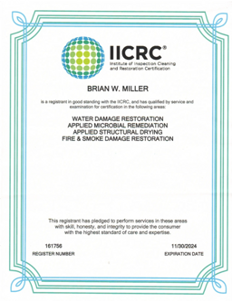 IICRC Water Restoration Technician certification